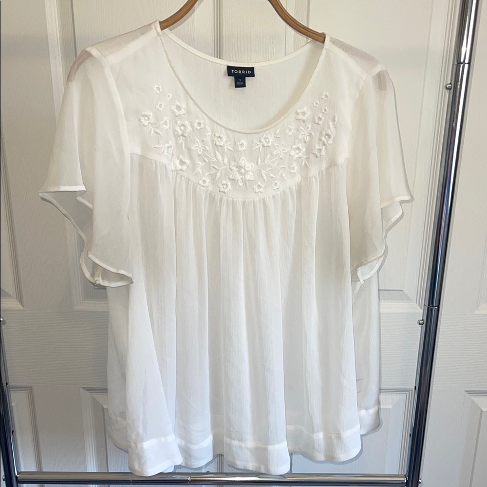 Torrid Flowy White Blouse